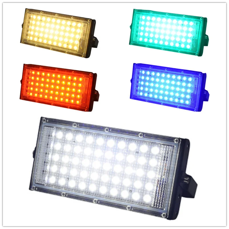 Led Power Flutlicht Wasserdichte Scheinwerfer Straße Lampe 220V 240V Kühles Weiß Rot Grün Blau Spot Licht Landschaft Beleuchtung IP65 RGB Image