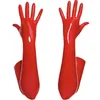 Glänzende Wet-Look-lange sexy Latex-Handschuhe für Frauen, BDSM, Sex, exotische Nachtclub-Gothic-Fetisch-Handschuhe, Kleidung, M, XL, Schwarz, Rot