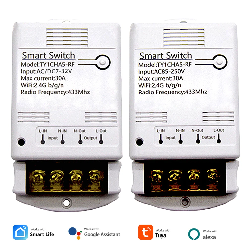 Wifi 30a Relais modul 85-250V 220V 7-32V Smart Switch Hausa utomations steuerung Tuya Fernbedienung Arbeit mit Alexa Google Home Image