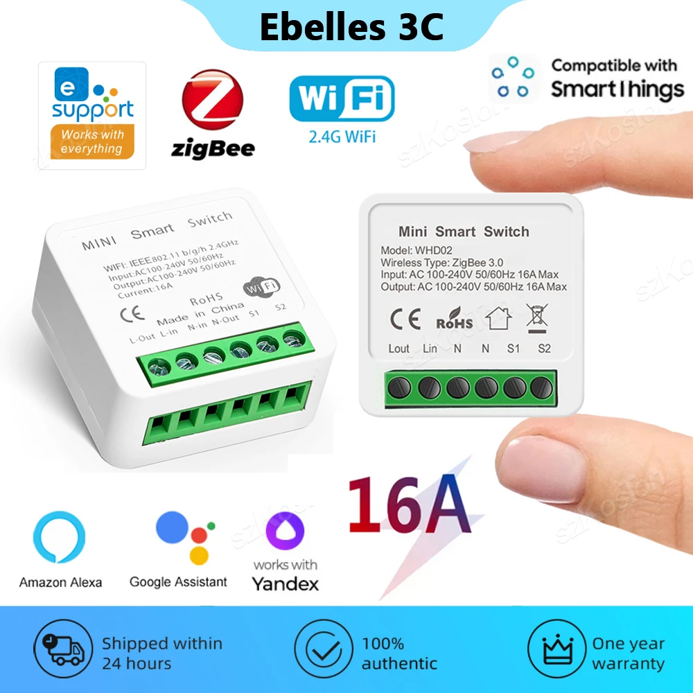 WiFi Zigbee Mini DIY Breaker eWeLink App Smart Switch Modul Relais Timer Sprachsteuerung Funktioniert mit Alice Salute Alexa Google Image