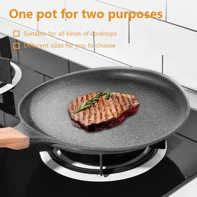 Pan Crepe Pancake Pan Antihaft Braten Topf mit Holz Griff Omelett Topf Kochen Steak Pan Geschirr Induktion Crepe Maker