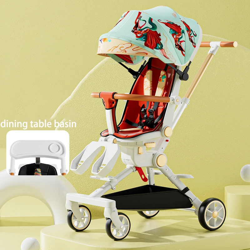 Neuer Kinderwagen leichter Kinderwagen Auto vier Räder Kinderwagen kann mit Ess platte tragbaren Kinderwagen liegen und sitzen Image