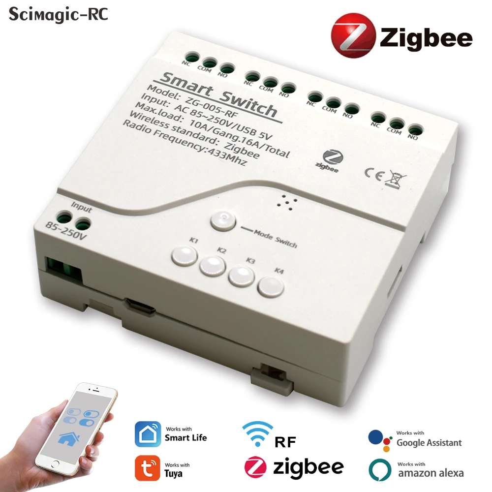 ZigBee Wireless Switch Modul 1/2/4ch Automatisierung DIY 7-32V 85-220V Smart life Tuya App Fernbedienung Smart Relay Empfänger Image