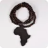 Good Wood NYC X Chase Infinite Deep Brown Afrika Karte Anhänger Holzperlen Halskette Hip Hop Modeschmuck