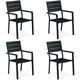 Relaxdays - Garden Chair Set of 4, HxWxD 90 x 53,5 x 59 cm, Balcony Seats, Armrests, Metal, Modern Patio Furniture, Black