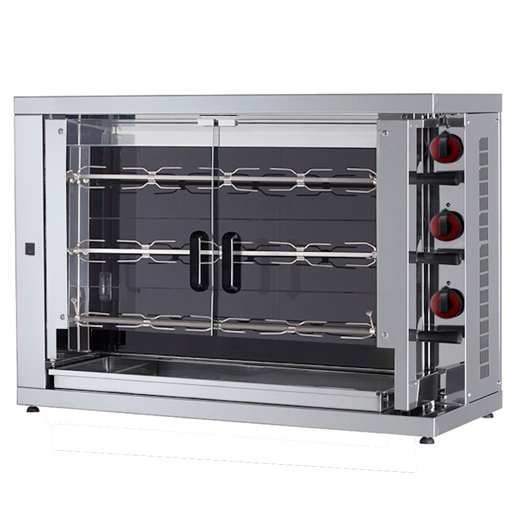 Vitrokeramik hähnchengrill mit licht. 3 schwerter = 15/18 hühner - 1100x450x780 mm - 12600 W 400/3V - 53154L81 Eurast Image