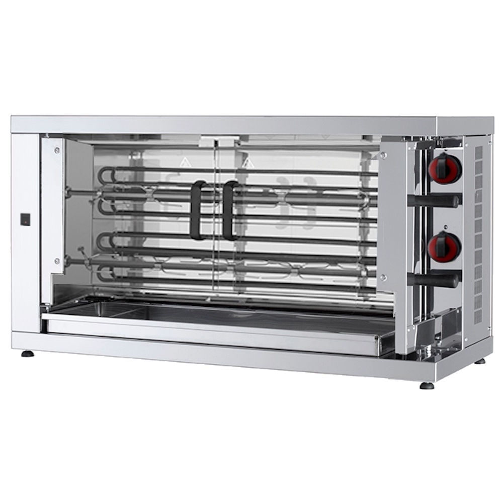 Elektrischer hähnchengrill mit licht. 2 schwerter = 10/12 hühner - 1100x450x600 mm - 8400 W 400/3V - 53103L21 Eurast Image