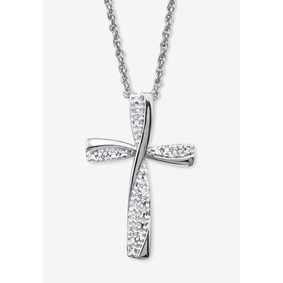 Women's Diamond Accent Platinum-Plated Sterling Silver Cross Pendant Necklace 18