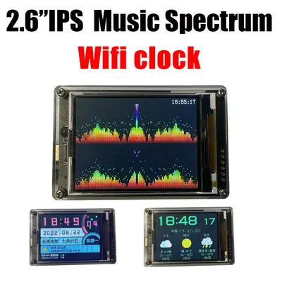 2.6 Inche IPS LCD Music Spectrum Equalizer Display Analyzer WIFI CLOCK Audio Level Indicator POWER Amplifier Car AUX DC 5V-12V