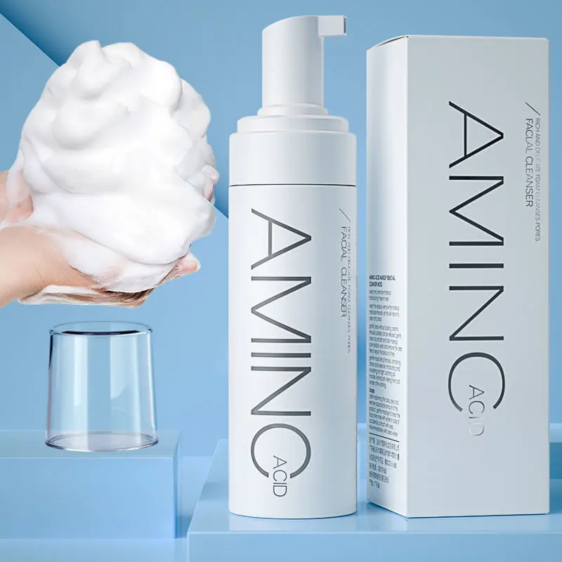 100/150ml Aminoacidi Mousse Detergente Controllo del Petrolio Pulizia Profonda Rimozione degli Acari Acne Idratante Viso Detergente Schiuma Illumina la Pelle