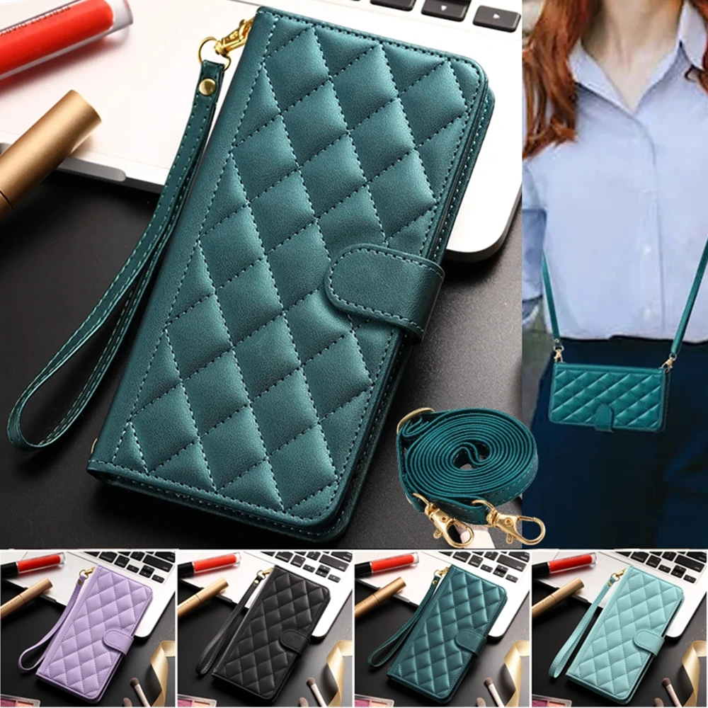 Custodia per telefono in pelle a tracolla per XiaoMi RedMi A3 14C 13C Note 14 13 Pro Plus 12 11S 10S 12S 9S 10 9 8 custodia a portafoglio con cordino Flip