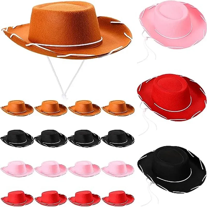 Cappelli da cowboy in feltro marrone da 1 pezzo per bambini Accessorio per costume cosplay per bambini a tema occidentale per forniture per bomboniere