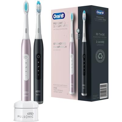 Schallzahnbürste ORAL-B "Pulsonic Luxe 4900" Elektrozahnbürsten rosegold (schwarz-roségoldfarben) Doppelpack