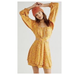Free People Dresses | New! Free People Jael Yellow Floral Long-Sleeve Cutout Square-Neck Dress -Medium | Color: Pink/Yellow | Size: M
