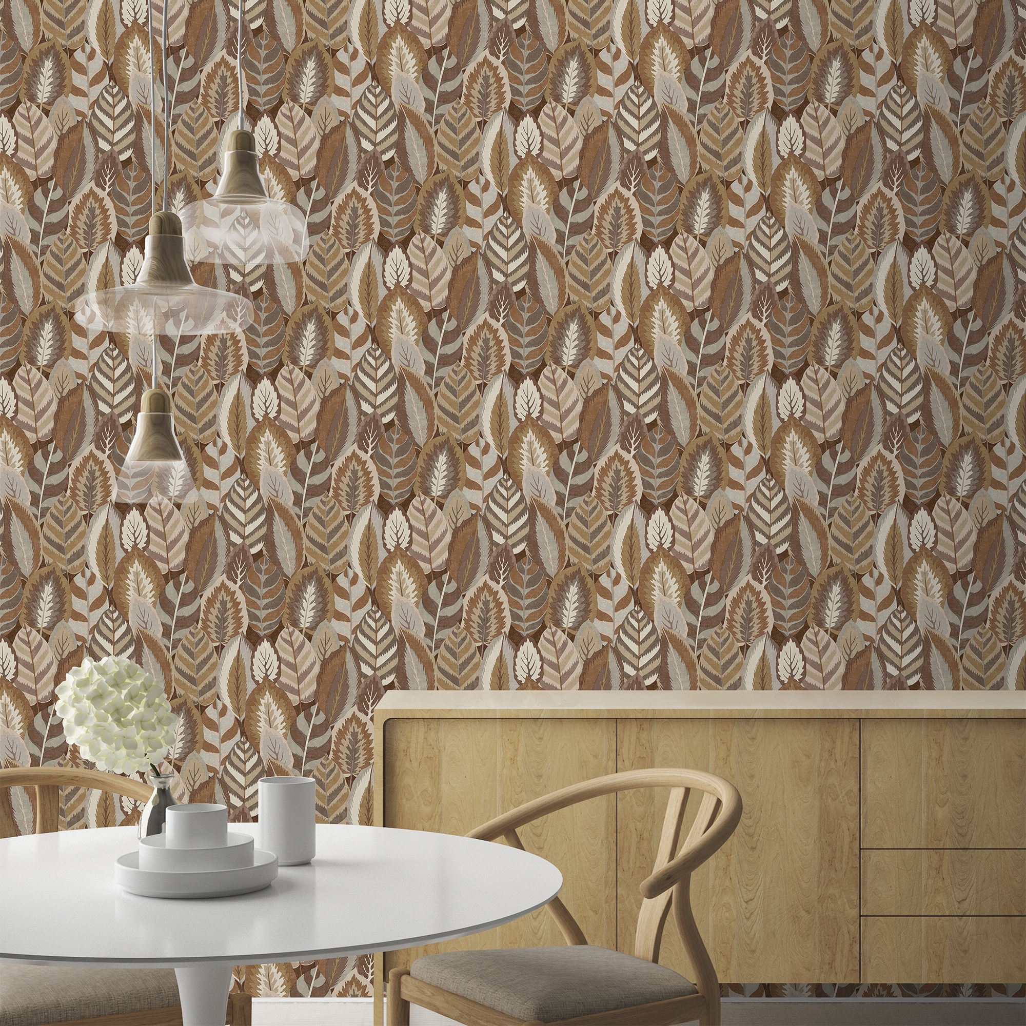 Vliestapete SUBLIME "ARTY LEAVES", braun, B:0,52m L:10m, Vlies, Tapeten, Design Tapeten