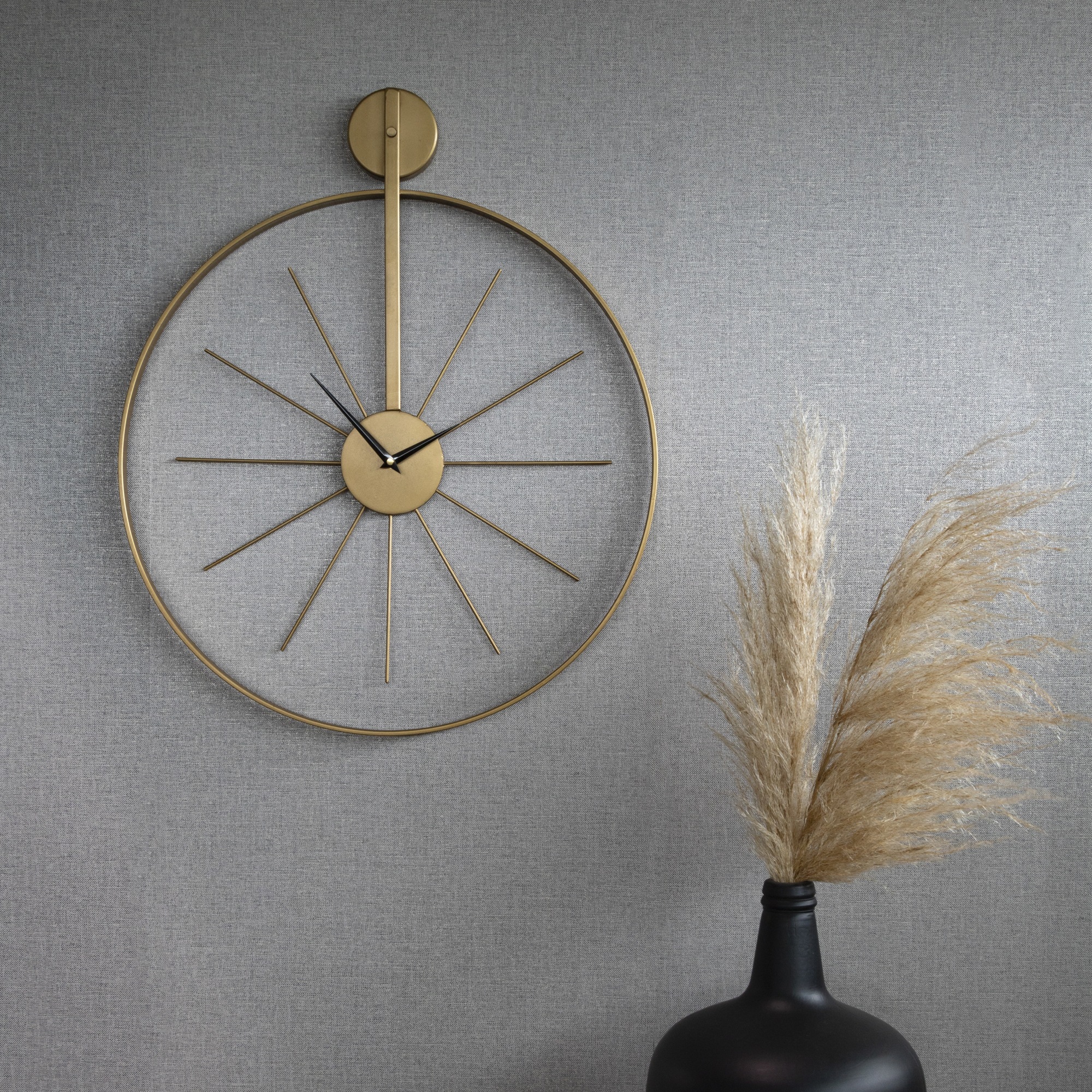 Wanduhr ART FOR THE HOME "Luxus Wanduhr Rund", gold, B:55cm H:65cm T:4cm, Wanduhren, Wanduhr, Uhr - Luxuriöse runde Hängeuhr in Gold - 55cm x 65 cm