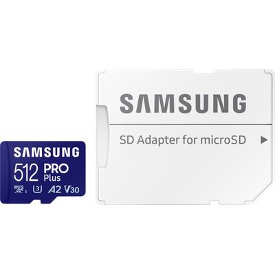 SAMSUNG Speicherkarte "PRO Plus + microSDXC-Adapter" Speicherkarten Gr. 512 GB, blau