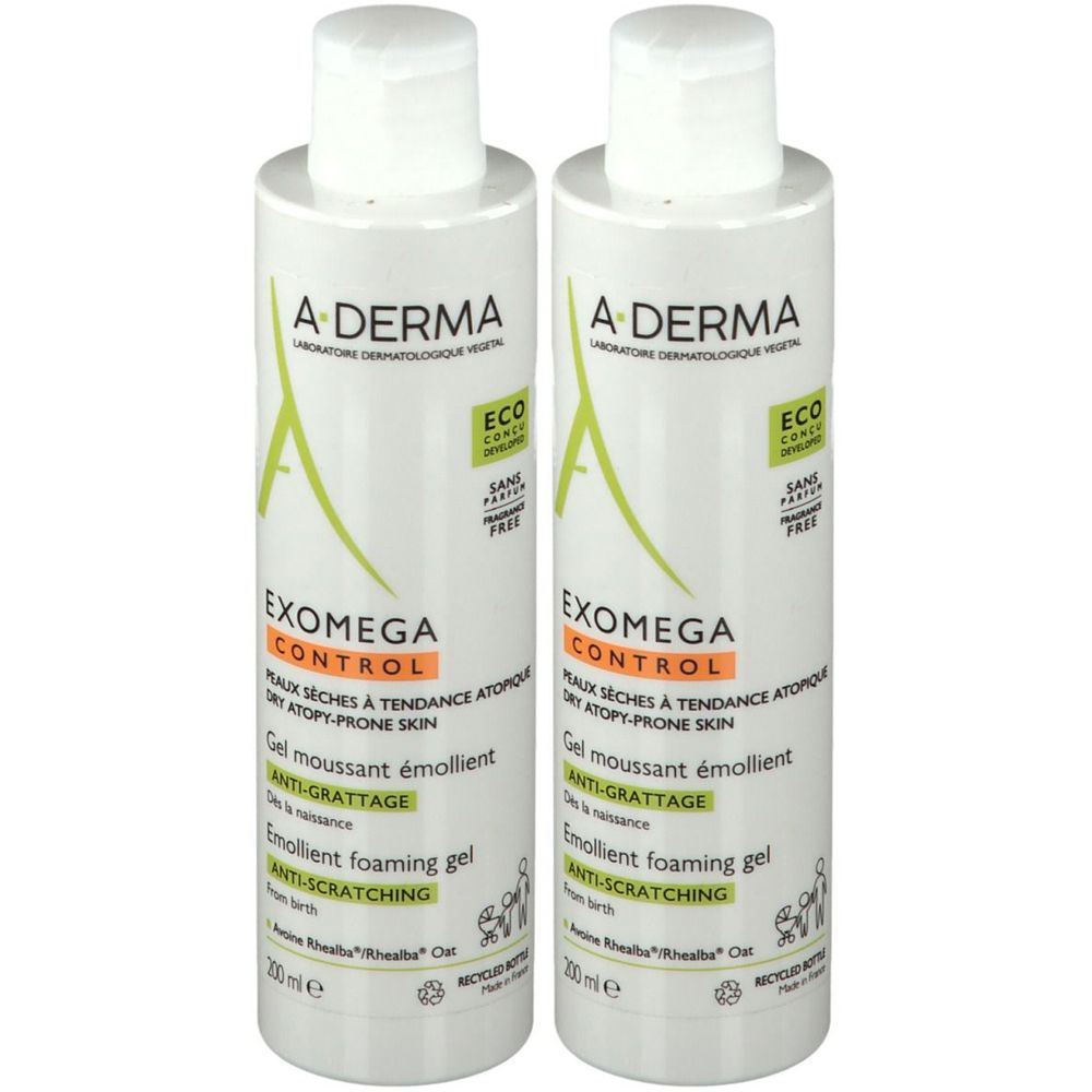 A-DERMA Exomega Control Gel Detergente Emolliente 2x200 ml doccia