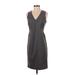Ann Taylor Factory Casual Dress - Slip dress V Neck Sleeveless: Gray Dresses - Women's Size 0