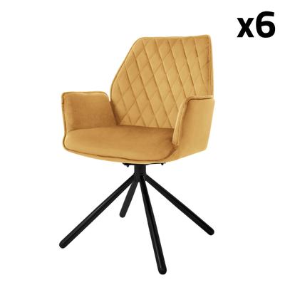 6er Set Stühle 180° aus Samt, Senfgelb