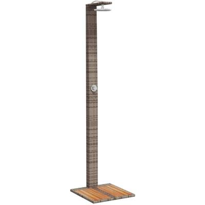Gartendusche Grau 50x55x224 cm Poly Rattan und Akazienholz vidaXL Image
