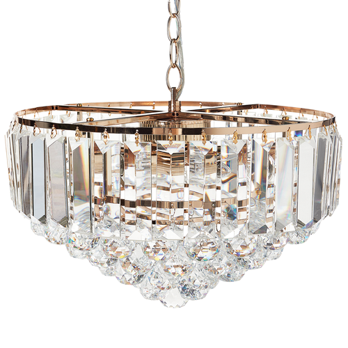 Kronleuchter Gold Metall mit Transparenten Kristallen ⌀ 49 cm 6-Flammig Glamour Stil Wohnzimmer Esszimmer Beleuchtung Ausstattung