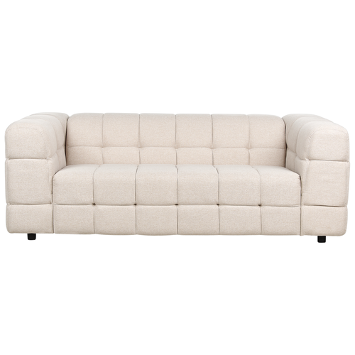 3-Sitzer Sofa Hellbeige Stoffbezug Gesteppt mit Breiten Armlehnen Freistehend Modern Gemütlich Wohnzimmer Polstersofa Wolkensofa