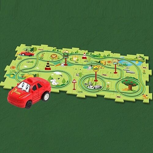 Tiktok-Auto-Karten-Puzzle, DIY-Track-Set, Elektroauto-Spielzeug, Mini-Straßenschild-Puzzle-Spielzeug