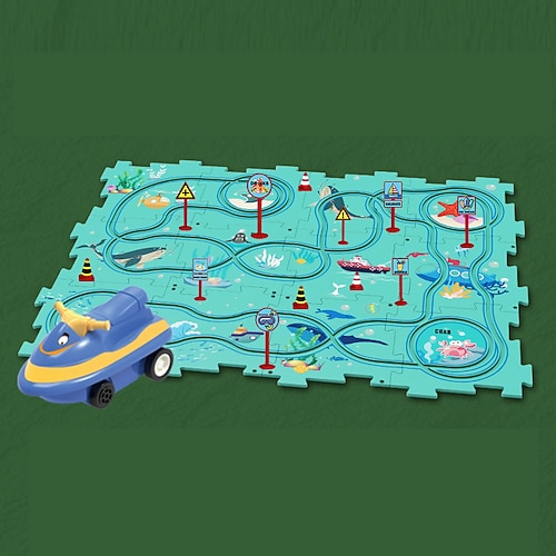 Tiktok Auto Karte Puzzle DIY Strecke Set Elektroauto Spielzeug Mini Verkehrsschild Puzzle Spielzeug Weihnachtsgeschenk Image