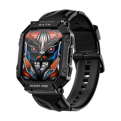 LOKMAT OCEAN PRO Smartwatch 1.85 Zoll Smartwatch Fitnessuhr Bluetooth Schrittzähler Anruferinnerung Schlaf-Tracker Kompatibel mit Android iOS Damen Herren Langer Standby Wasserdicht Mediensteuerung Image