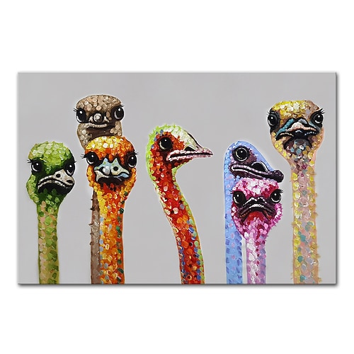 Mintura handgefertigtes Strauß-Aniamls-Ölgemälde auf Leinwand, Wandkunst, Dekoration, modernes abstraktes Bild für Wohnkultur, gerolltes, rahmenloses, ungedehntes Gemälde Image