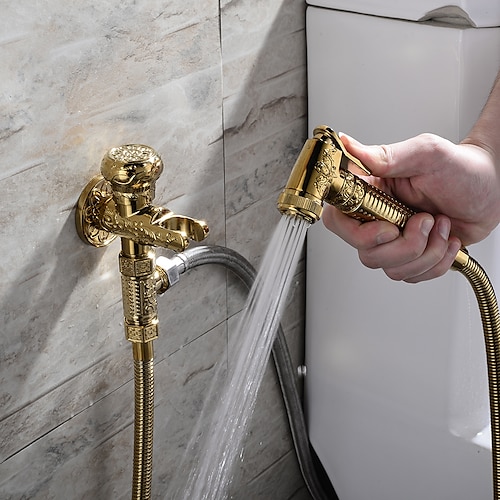 Bidet-Wasserhahn-Hand-Bidet-Sprühgerät, antikes goldenes Luxus-Windelwasser-Shattaf-Toilettensprühset, Badezimmer-Baby-Tuchwindel-Reinigungssprüher Mittlerer Osten Image