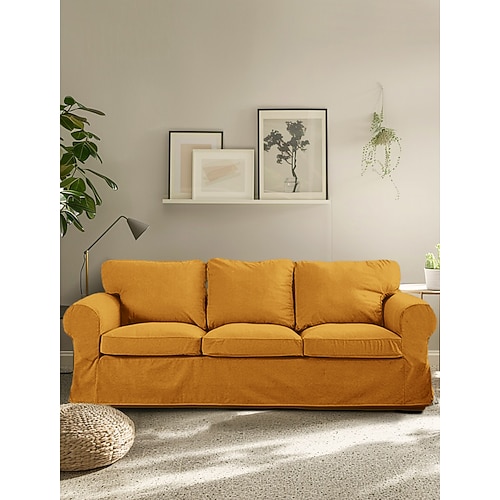 3-Sitzer Sofa-Bezug 100% Baumwoll-Ektorp Couch-Bezug mit 3 Kissenbezügen und 3 Rückenlehnenbezügen Ektorp Bezug waschbarer Möbel-Protektor Image