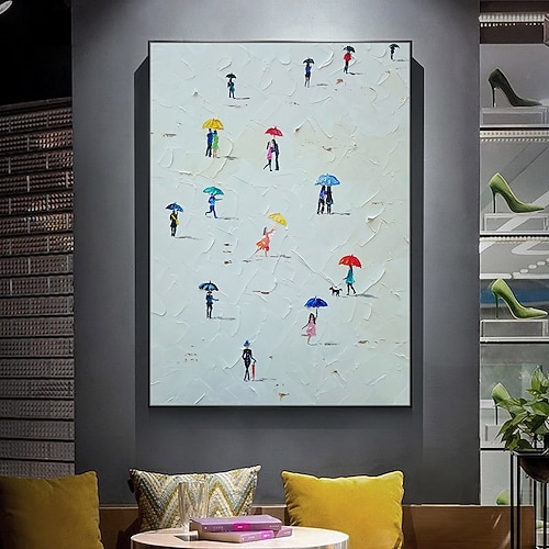 Mintura handgefertigtes Strandlandschafts-Ölgemälde auf Leinwand, Wandkunst, Dekoration, modernes abstraktes Bild für Wohnkultur, gerolltes, rahmenloses, ungedehntes Gemälde Image