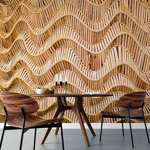 3D-Holz-Wandbild, Tapete, Wandaufkleber, Druck, abziehen und aufkleben, PVC/Vinyl-Material, selbstklebend, selbstklebend, erforderlich, Wanddekoration, Wandbild für Wohnzimmer, Schlafzimmer Image