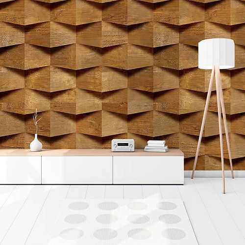3D-Holz-Wandbild, Tapete, Wandaufkleber, Druck, abziehen und aufkleben, PVC/Vinyl-Material, selbstklebend, selbstklebend, erforderlich, Wanddekoration, Wandbild für Wohnzimmer, Schlafzimmer Image