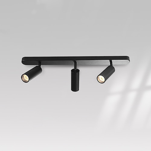 LED-Deckenstrahler, einstellbar, dimmbar, fester Schienenbeleuchtungssatz, schwarze 3-Wege-Deckeneinbaustrahler, gerichtete Strahler-Akzentlampen für Küche, Galerie, Flur (3-Farben-Modus) Image