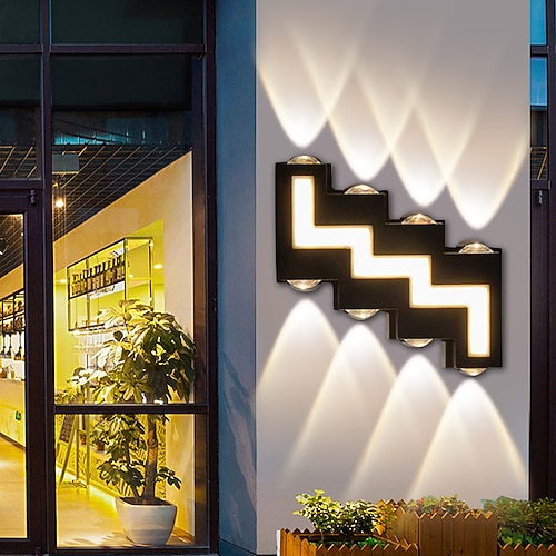 Außenwandleuchte, wasserdichte Außenwandleuchte, nach oben und unten leuchtende, moderne, einfache LED-Außenbeleuchtung, doppelköpfige Wandleuchte für den Innenhof Image