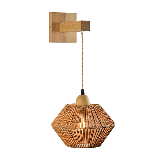 Innenwandleuchte Rattan Wohnzimmer Schlafzimmer Metallwandleuchten 3000k E26 Wandleuchten für Schlafzimmer Badezimmer Image