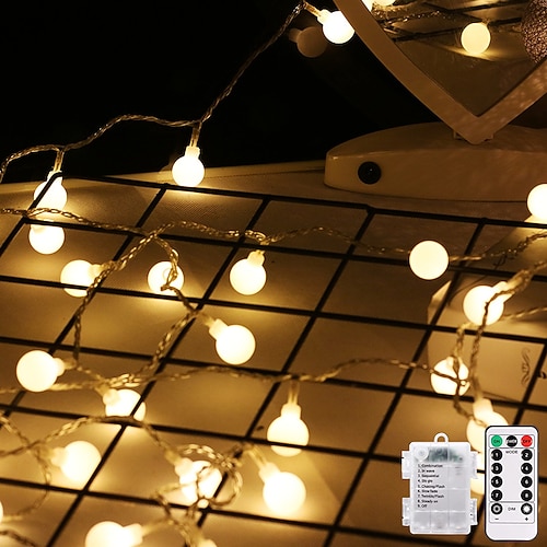 Mini Globus Lichterkette Batteriebetrieben mit Fernbedienung Innen Schlafzimmer 50/100 LED Bunte Funkellichter mit Fernbedienung LED Lichterkette für Schlafzimmer Party Patio Wohnzimmer Büro Image