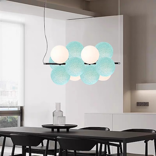 Künstlerischer Stil, Samtstoff, PVC, einfache molekulare Pendelleuchte mit Kugel, Schlafzimmer-Nachttisch-Restaurant-Pendelleuchte, kreative molekulare runde Kugel-Pendelleuchte Image