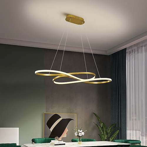LED Pendelleuchte moderne Kücheninsel Licht schwarz gold 100cm geometrische Formen Einbauleuchten Aluminium lackiert 110-120v 220-240v nur mit Fernbedienung dimmbar Image
