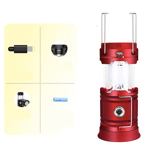 Solar-LED-Campinglaterne wasserdichte wiederaufladbare Zeltlampe tragbare Laternen Notbeleuchtung Marktlampe Energiesparlampe Image