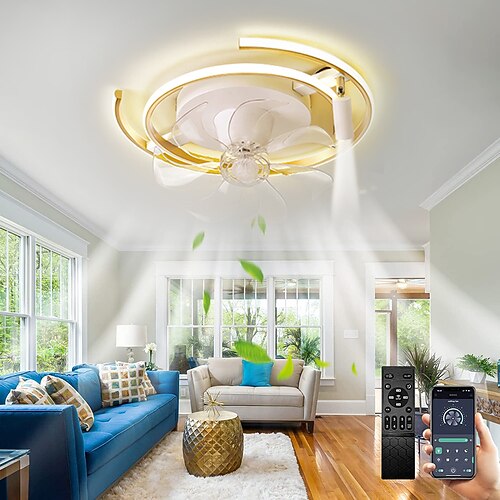Deckenventilator mit Licht caamp; Fernbedienung 50cm 3-Licht dimmbar 6 Windgeschwindigkeiten moderner Deckenventilator für Schlafzimmer, Wohnzimmer, kleines Zimmer 110-240V Image