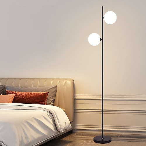 Kugel-Wohnzimmer-Stehlampe, Mid-Century Modern 2-Kugel-Stableuchte für Schlafzimmer, helle LED-Stehlampe für Büro, moderne Wohnzimmer-Dekoration 110–240 V Image