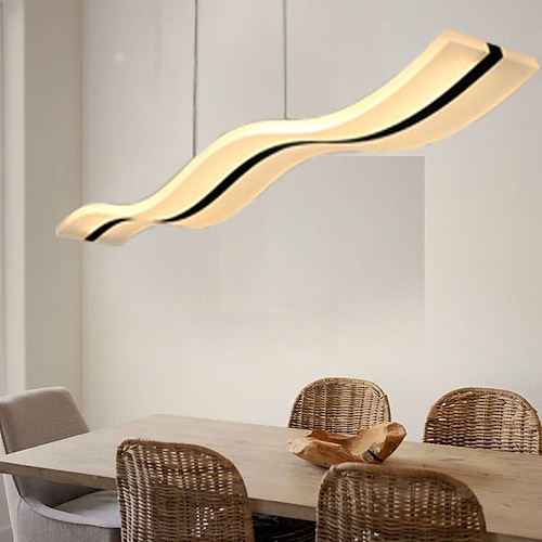LED Pendelleuchte 97cm 36w Wellenform Acryl moderne einfache Mode Hängeleuchte mit Fernbedienung für Arbeitszimmer Büro Esszimmer Beleuchtungskörper Image