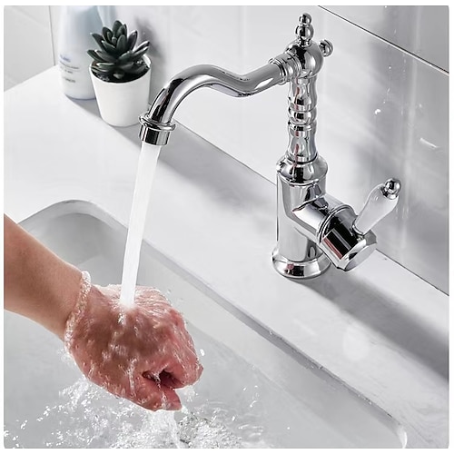 Waschbecken Wasserhahn - Klassisch Galvanisierung Mittellage Einhand Ein LochBath Taps Image