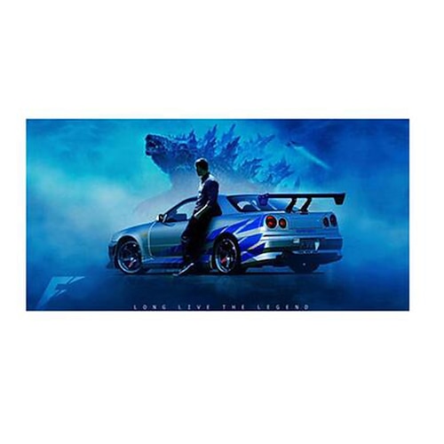 Auto-Wandkunstbild GTR R34 vs Supra-Fahrzeug, modernes Leinwandgemälde, Poster und Druck für Wohnzimmer, Schlafzimmer, Heimdekoration Image