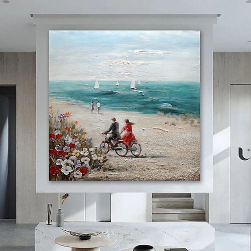 Hang-Ölgemälde Handgemalte Quadratisch Landschaft Modern Fügen Innenrahmen / Gestreckte Leinwand Image