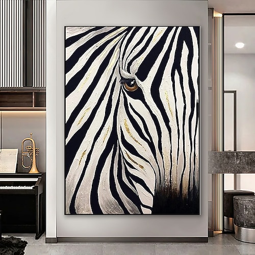 Ölgemälde 100 % Handarbeit, handgemalte Wandkunst auf Leinwand, abstrakte Landschaft, Zebra, Tier, moderne Heimdekoration, Dekoration, gerollte Leinwand, kein Rahmen, ungedehnt Image